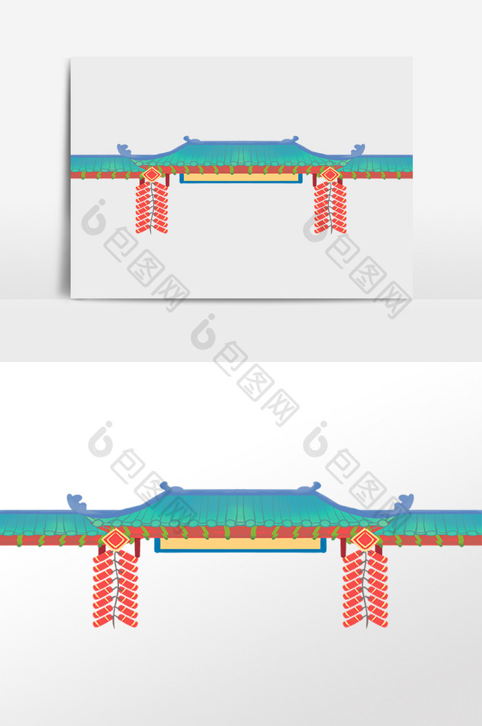 中式新年新春鞭炮门头