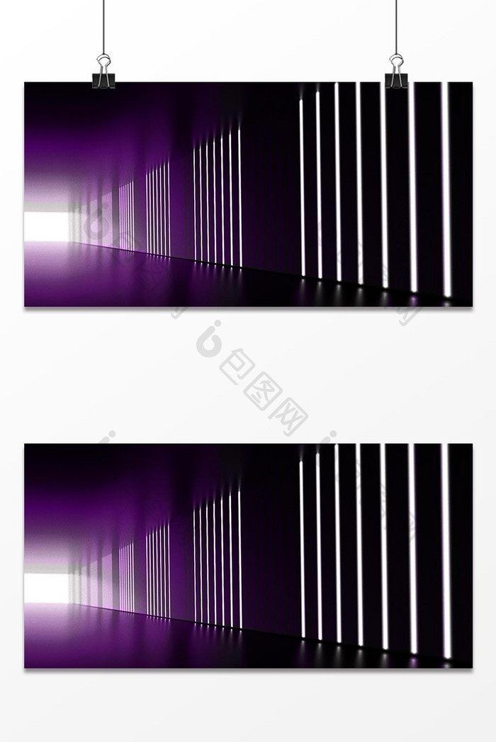 紫色商务科技立体光效空间感背景