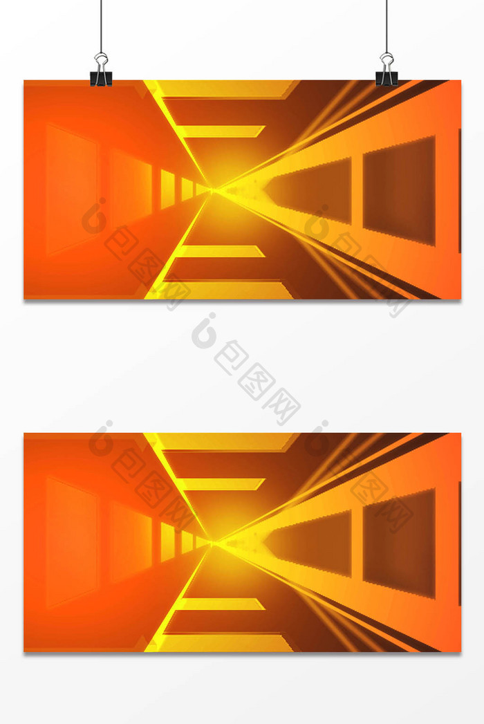 橙色立体空间感炫彩商务科技背景