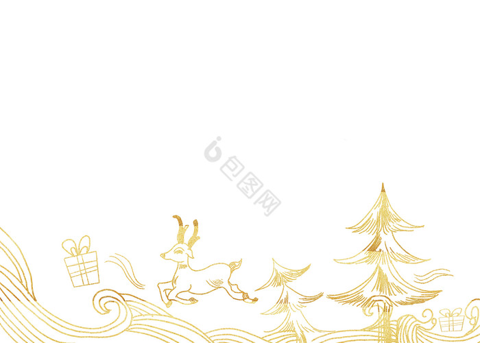 圣诞节金色小鹿底边图片