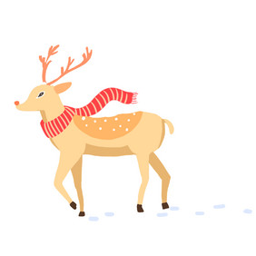 冬天雪中散步小鹿