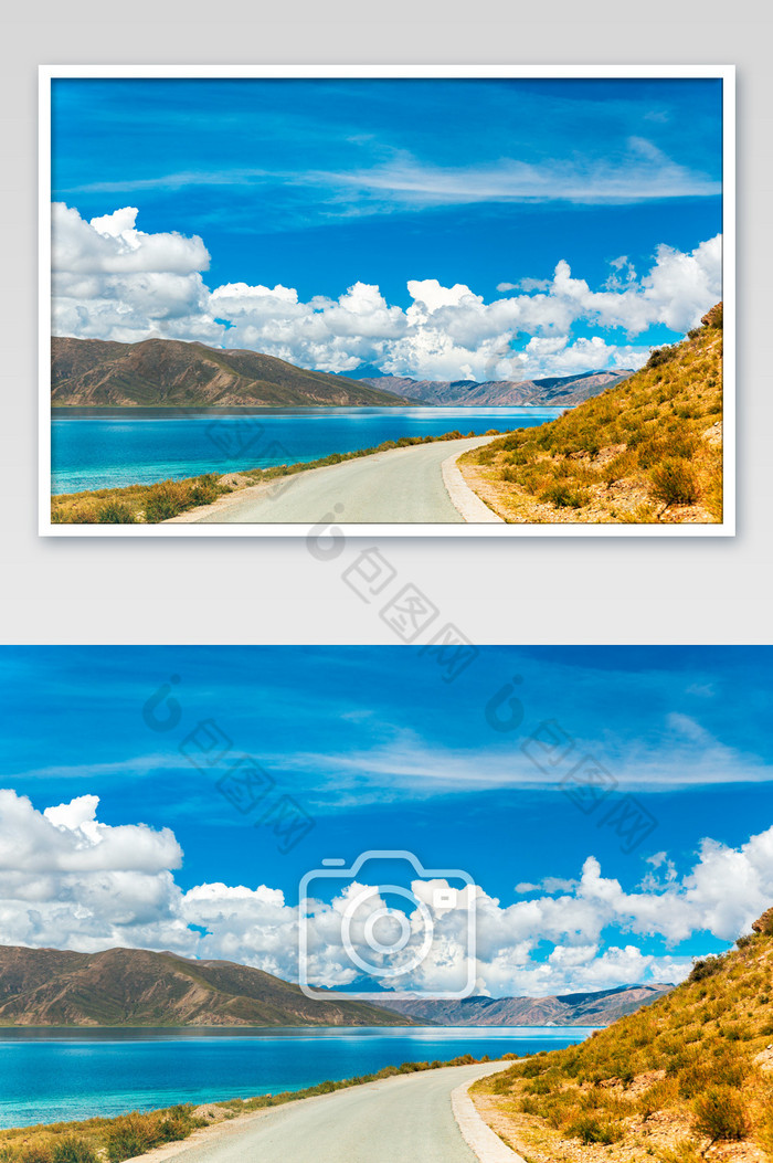 羊卓雍措的湖边公路图片图片