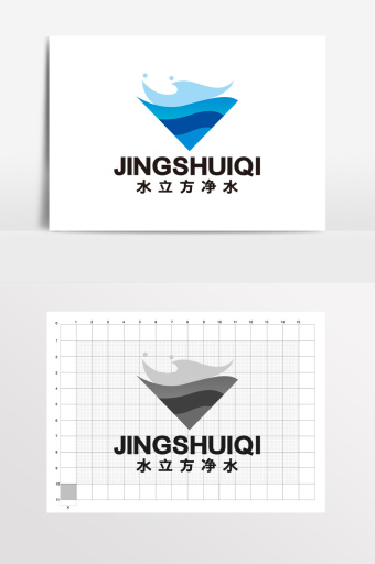 水立方净水器饮水机科技logo标志vi