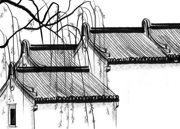树枝屋檐江南建筑图片