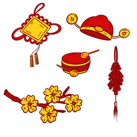 新年春节帽子花枝图标