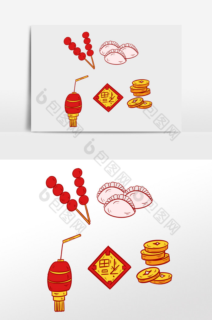 新年春节糖葫芦饺子图标图片图片