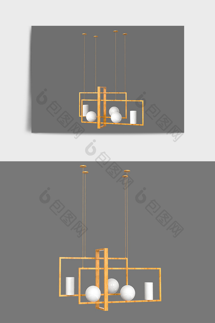 简约新中式吊灯C4D模型