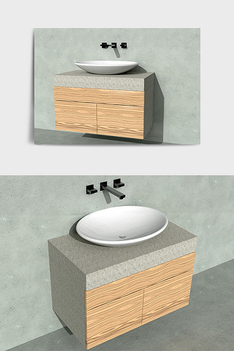 简约浴室盥洗台C4D模型图片