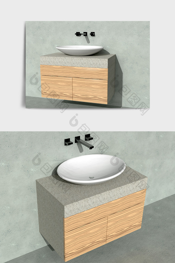 简约浴室盥洗台C4D模型