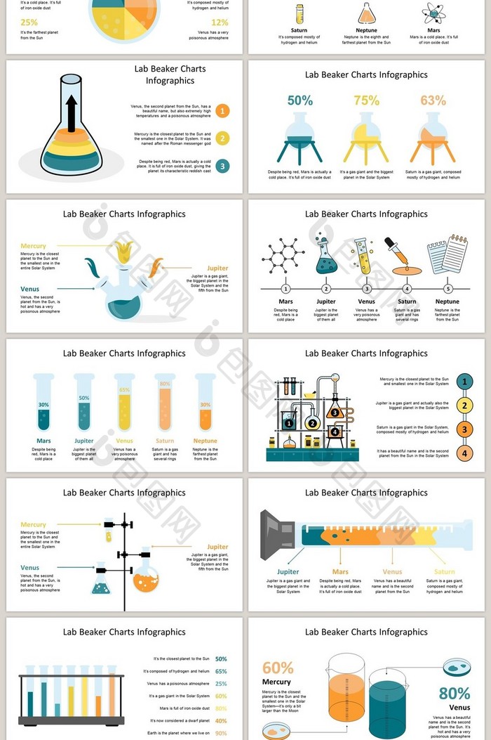 实验室商务通用40页PPT图表合集