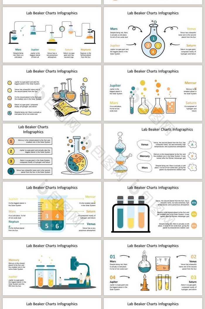 实验室商务通用40页PPT图表合集