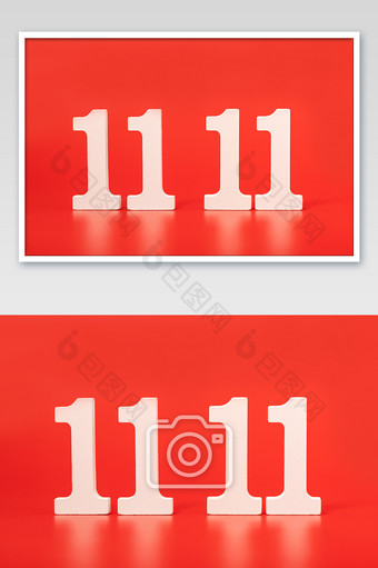 双十一数字积木购物节红色背景图片