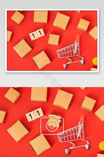 双十一网络购物节光棍节创意红色背景图图片