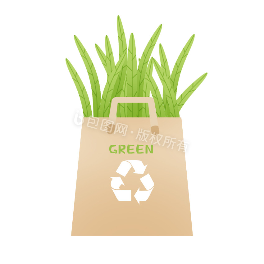 绿色环保环保袋GIF小动画图片