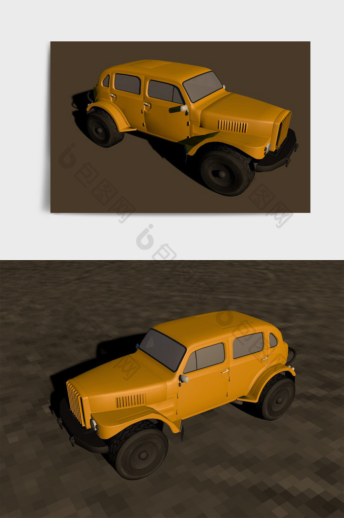 现代黄色吉普车c4d产品模型图片图片