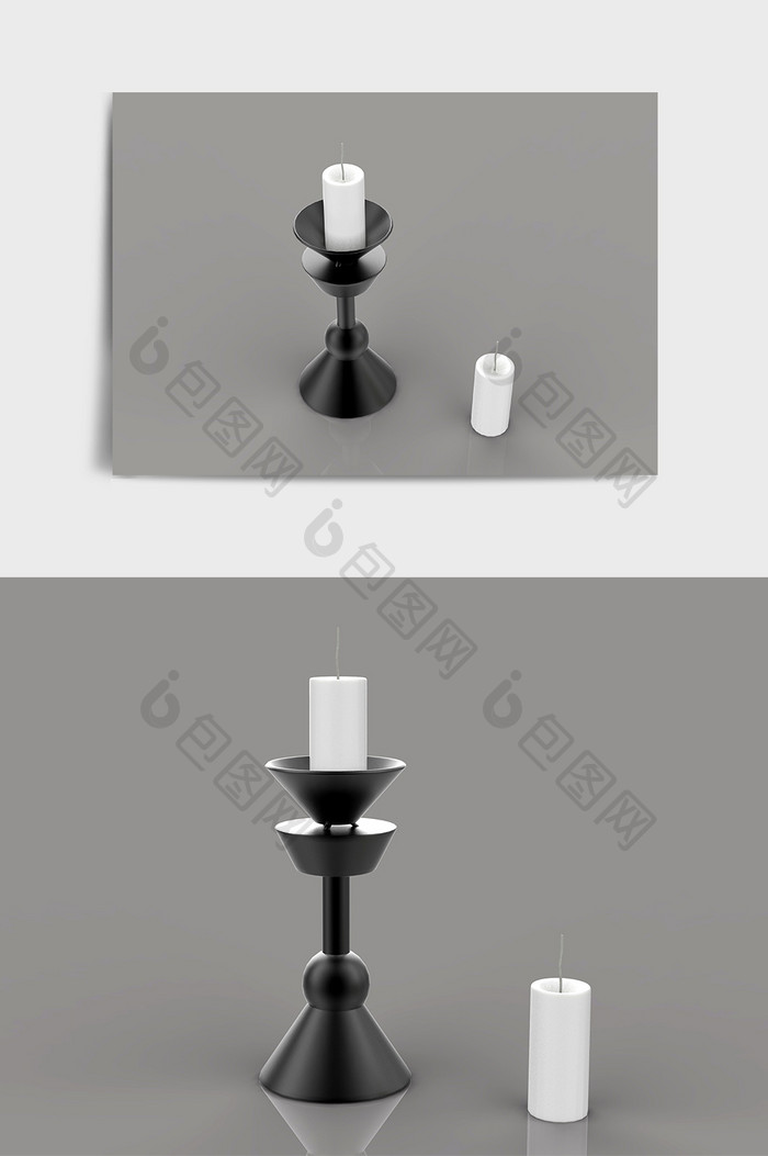 中式传统烛台蜡烛C4D模型