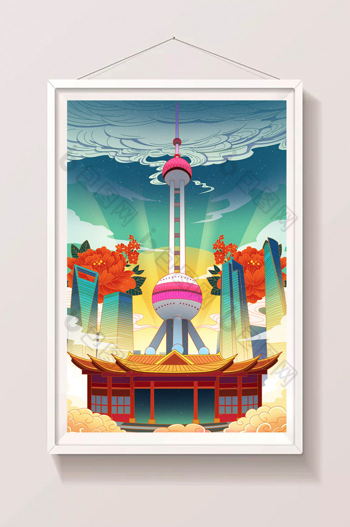 上海建筑国潮中国风上海图片