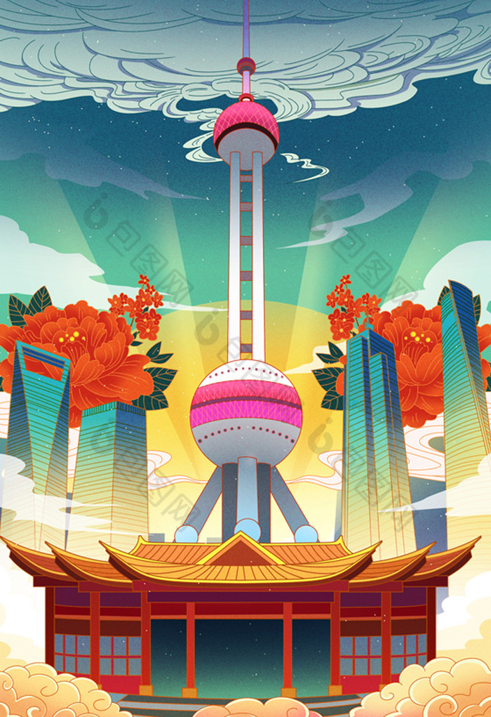 上海插画图片素材免费下载,本次作品主题是插画,使用场景是风光建筑