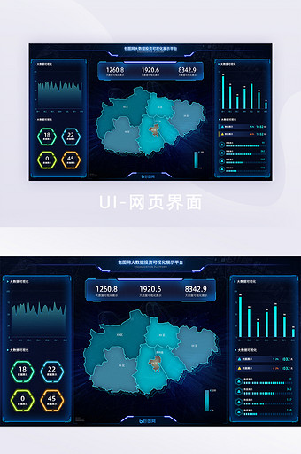 深色科技感数据可视化投资数据展示UI界面图片