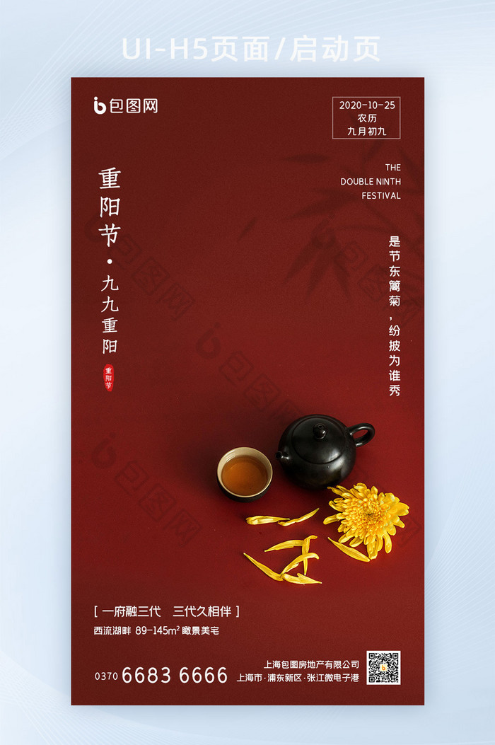 简约红色重阳节中国传统节日APP启动页图片图片
