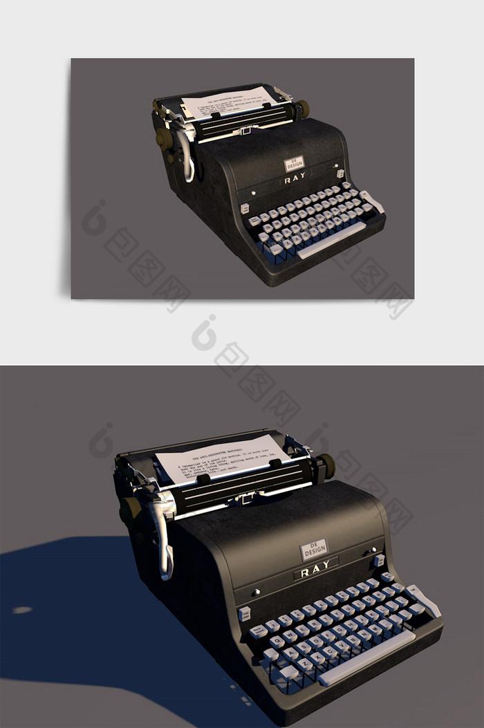 个性定制老式打字机c4d产品模型