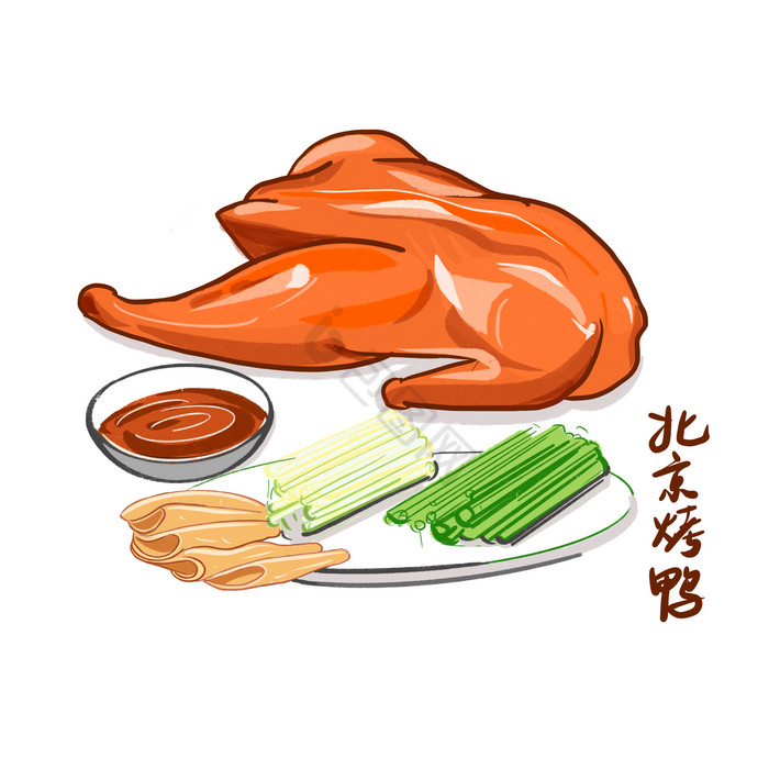 北京烤鸭绘画图片