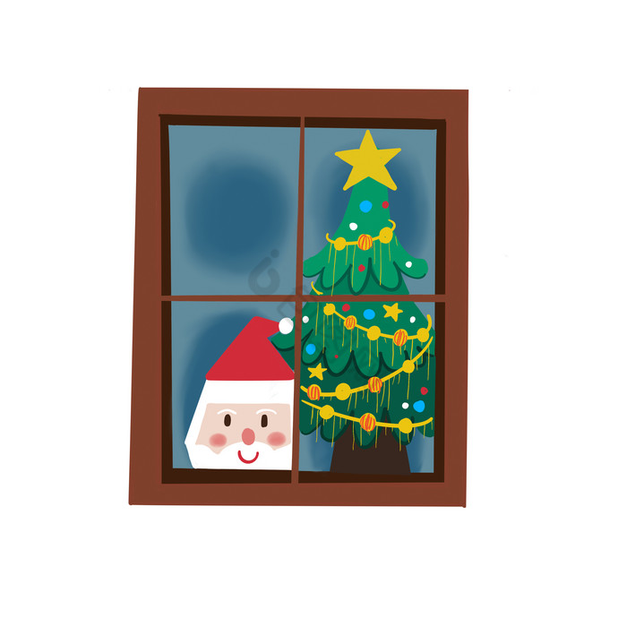 Q版圣诞节窗户贴纸图片