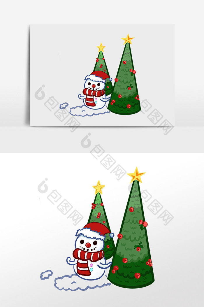 Q版圣诞节雪人贴纸图片图片