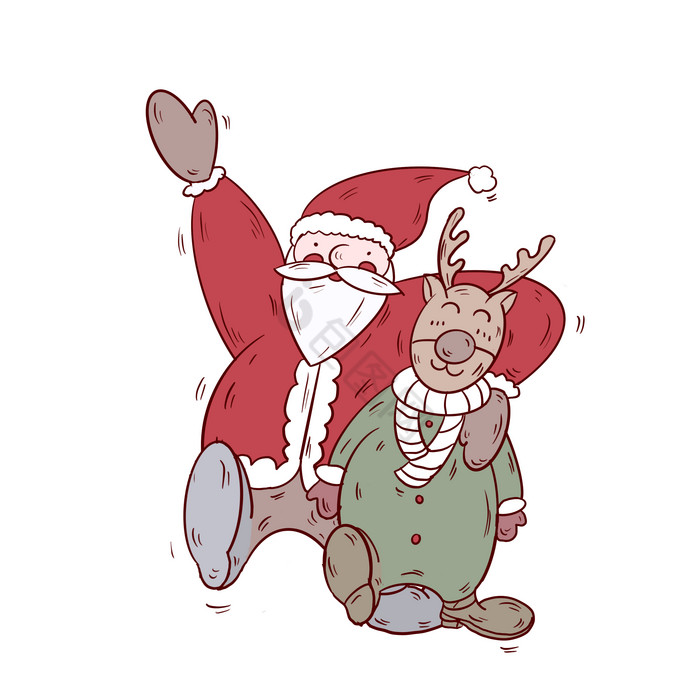圣诞快乐圣诞老人麋鹿图片