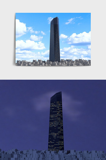 蓝色商务风城市建筑楼宇高楼C4D模型图片