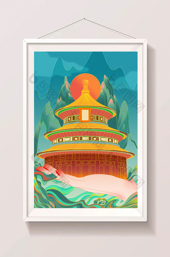 北京天坛建筑插画图片图片