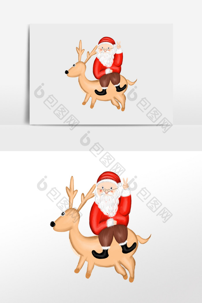 圣诞老爷爷骑麋鹿