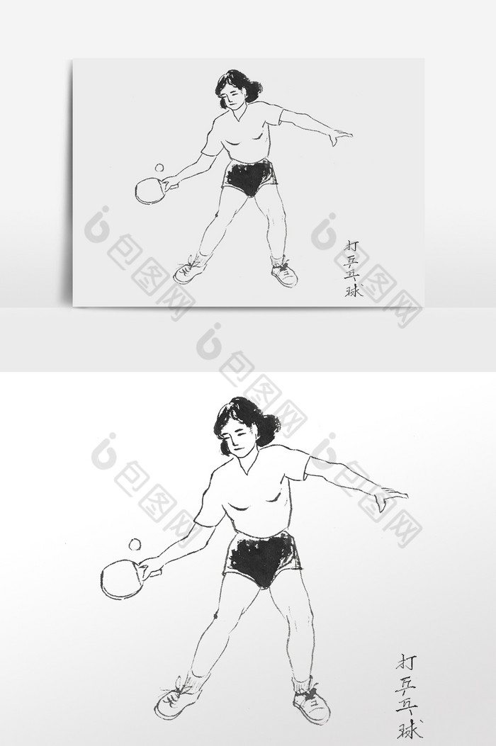 体育运动女孩打乒乓球图片图片