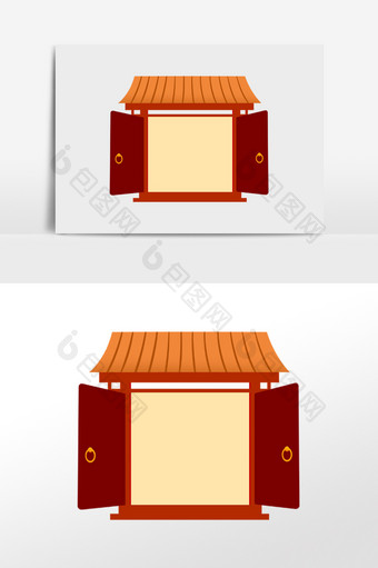 古风中式建筑大门边框图片