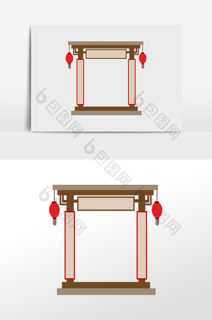 古风中式建筑门楼边框