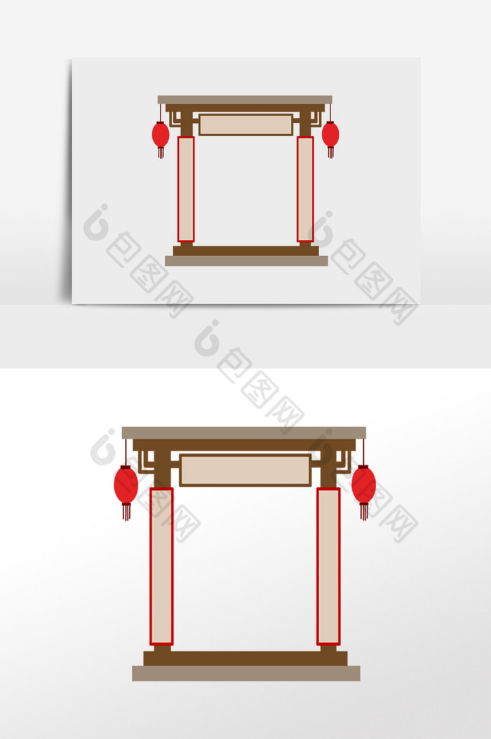 古风中式建筑门楼边框图片图片