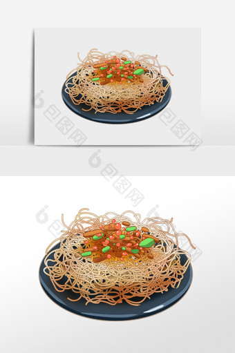 卡通中华美食炒米粉图片