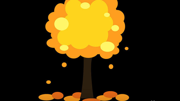 简约扁平画风可爱弹动效果立秋秋天的树