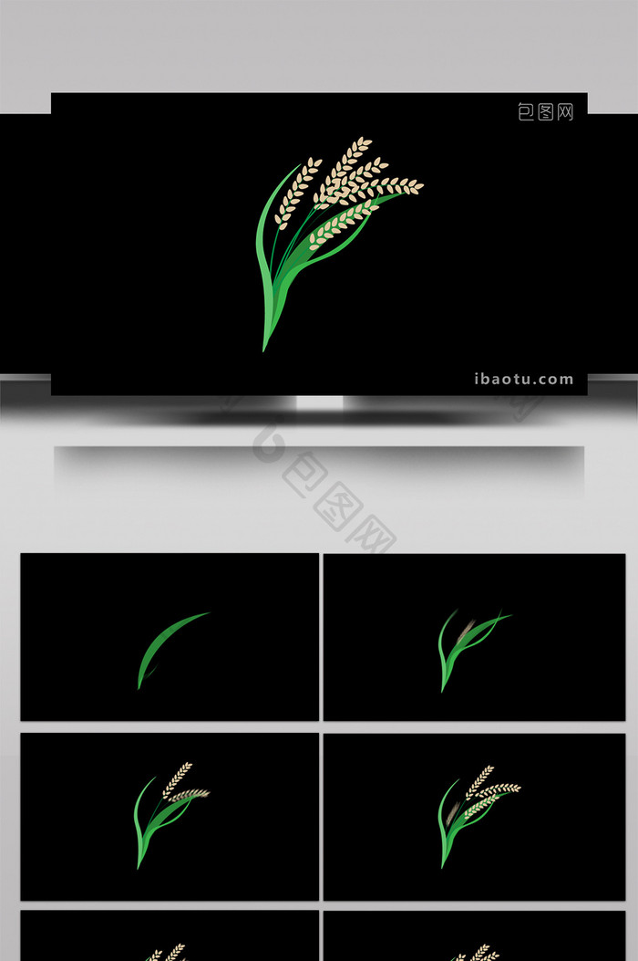 简约扁平风可爱弹动效果节气类芒种水稻