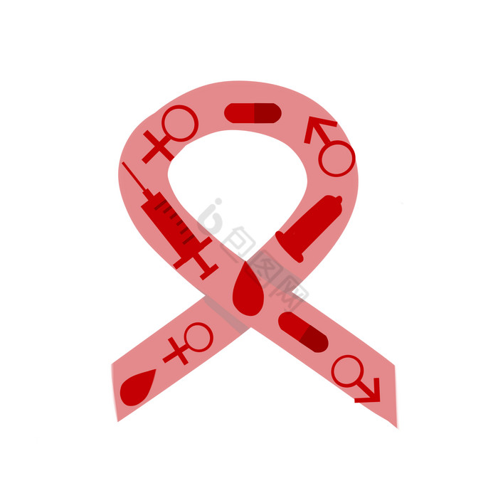 艾滋病红丝带符号图片