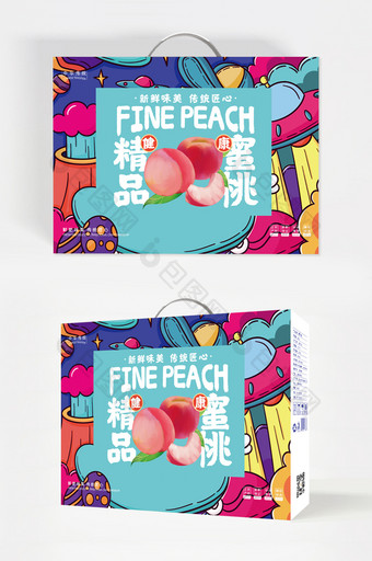 时尚简约精品蜜桃农产品食品礼盒包装设计图片