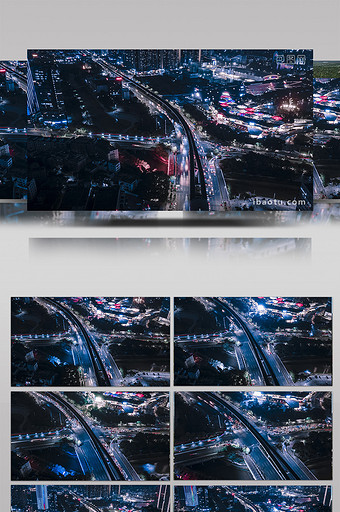 4K深圳城市夜间车流延时摄影航拍赛博朋克图片
