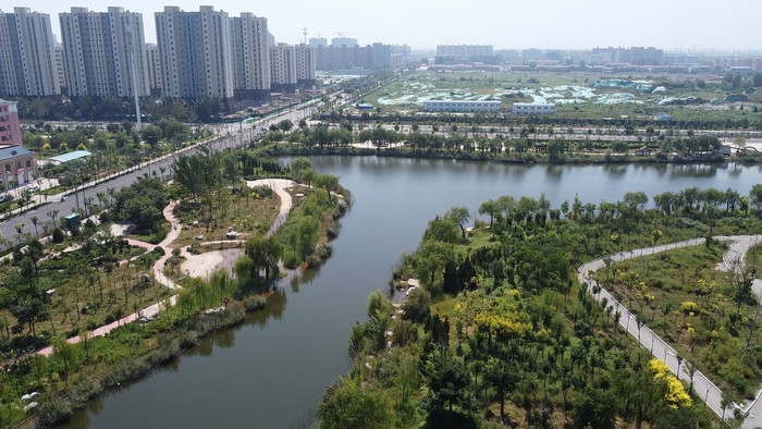 无人机航拍武城县贝州湖公园