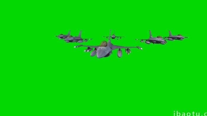绿幕抠像战斗机群飞过展示视频