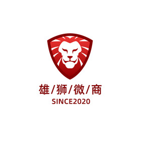 雄狮微商红色狮子标志logo