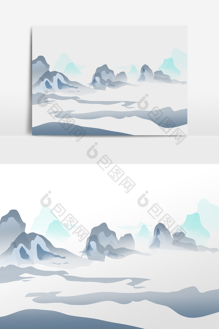 冬季水墨雪景雪山图片图片