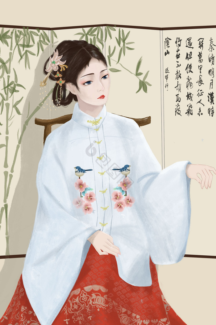 米色淑女女子插画图片