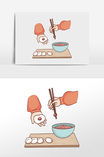饺子的制作过程漫画图图片