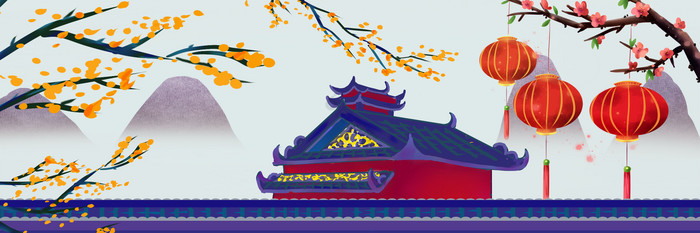 新中式梅花山水装饰画图片