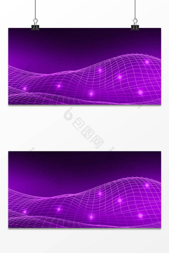 梦幻紫色立体线条波浪背景图片